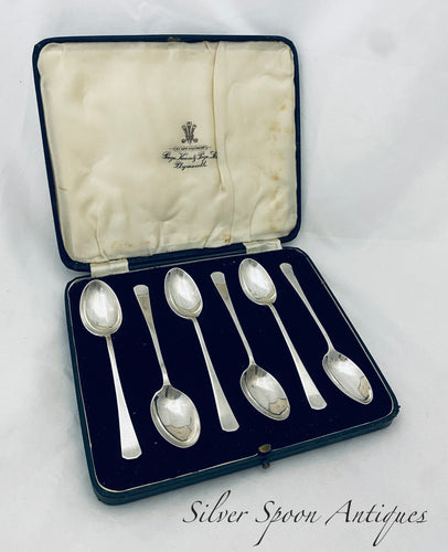 Boxed set of Art Deco English Sterling Coffee Spoons, Sheffield, 1937