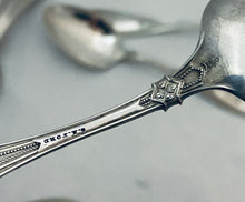 Load image into Gallery viewer, Rare set of 12 American Sterling Teaspoons, Indian pattern, Whiting, 1874