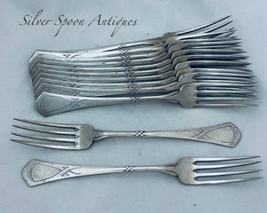 Set of 12 German Silver Forks, Künne, Altena