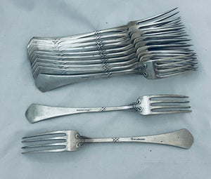 Set of 12 German Silver Forks, Künne, Altena