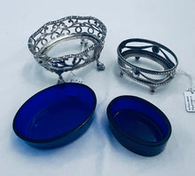 Load image into Gallery viewer, Two late Victorian sterling salts, London, 1898 & 1909