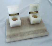 Load image into Gallery viewer, Elegant Marble and Sterling Ink and Pen Stand, Henry Griffith & Sons Ltd, London, 1946
