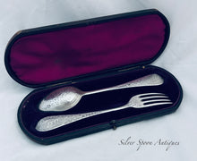 Load image into Gallery viewer, English sterling silver child's set, Martin, Hall & Co, London, 1886
