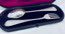Load image into Gallery viewer, English sterling silver child's set, Martin, Hall & Co, London, 1886