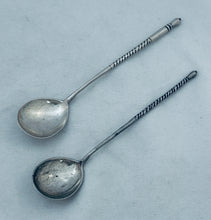 Load image into Gallery viewer, Mismatched Pair of Russian Teaspoons, nineteenth century