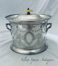 Load image into Gallery viewer, Good quality English plated Biscuit Barrel, JGS, circa 1900