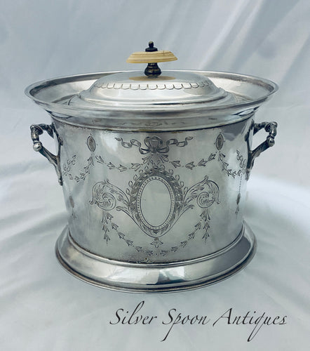 Good quality English plated Biscuit Barrel, JGS, circa 1900