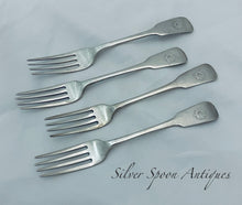 Load image into Gallery viewer, Four English Sterling Dessert Forks, London, 1825