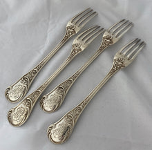 Load image into Gallery viewer, Set of four French silver Neo-Roccoco Table Forks, 1830s-40s