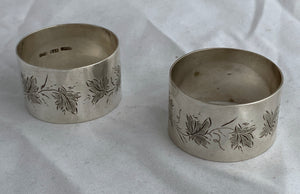 Pair of Colonial Silver New Zealand Serviette Rings, Coates & Co