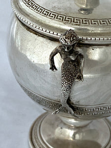 Modern Italian silver lidded bowl - Mermaids