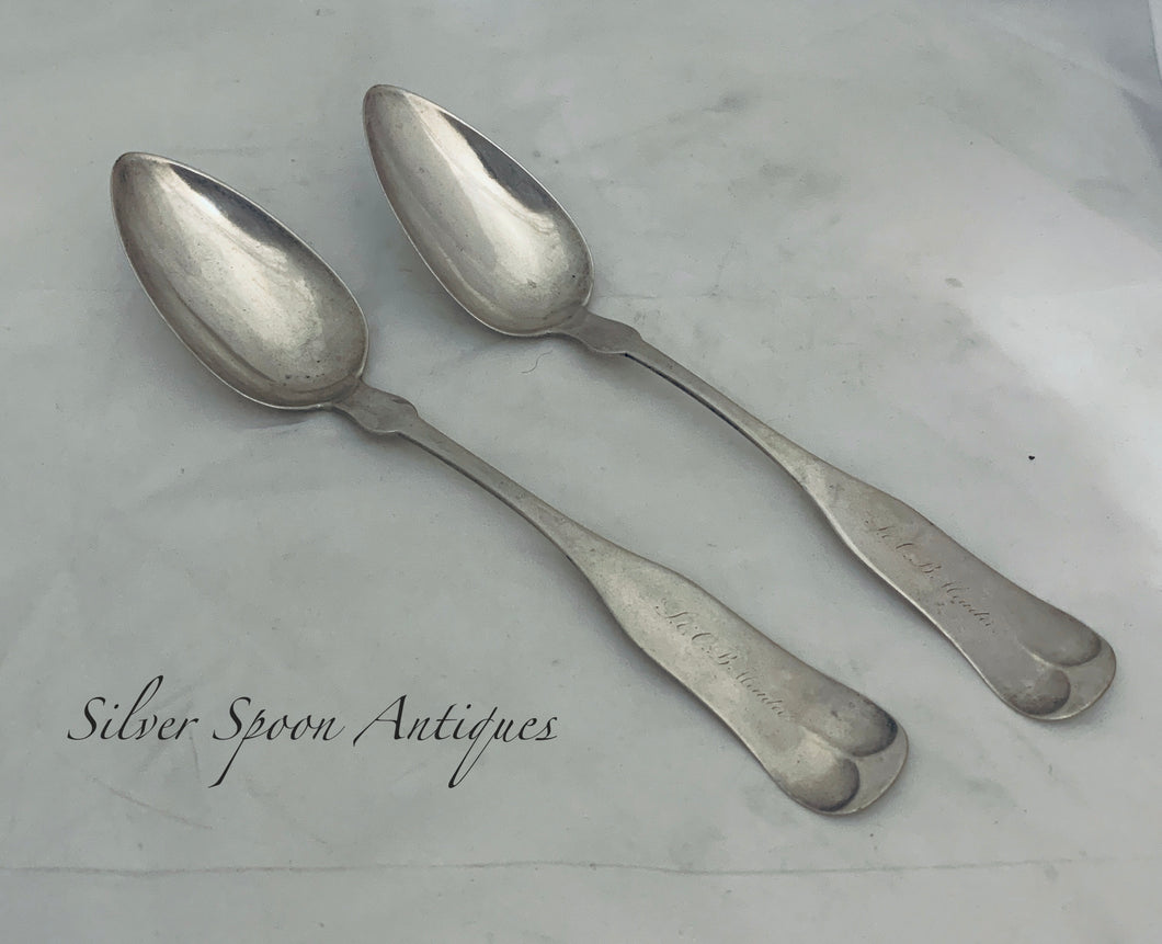 Pair of Nantucket Table Spoons, James Easton, 1828-1830