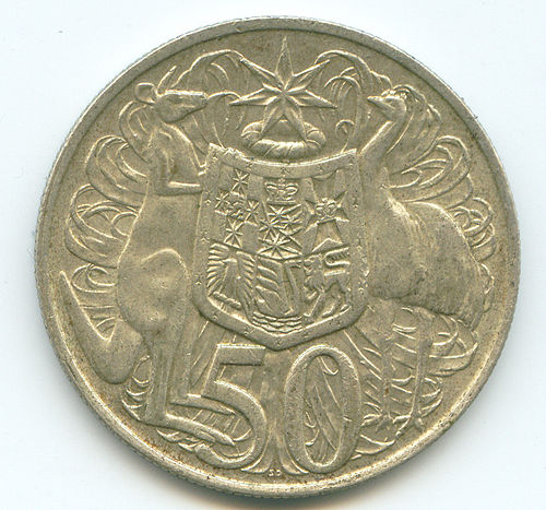 Australian Round fifty cent coin, 1966