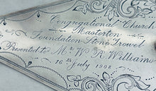 Load image into Gallery viewer, New Zealand Silver and Wooden Presentation Trowel, A Henderson, Masterton, 1908
