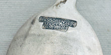 Load image into Gallery viewer, Set of Danish 'Golden Crown' teaspoons and sugar tongs, W&amp;S Sorensen, Horsens, 1960s