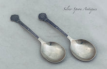 Load image into Gallery viewer, Pair of Celtic Design sterling spoons, Cooper Brothers &amp; Sons Ltd, Sheffield, 1962