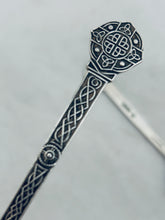 Load image into Gallery viewer, Pair of Celtic Design sterling spoons, Cooper Brothers &amp; Sons Ltd, Sheffield, 1962