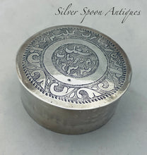 Load image into Gallery viewer, Sudanese Silver Round Lidded Box, Omdurman, 1933