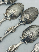 Load image into Gallery viewer, Set of six English Sterling Rococo Teaspoons, circa 1760s