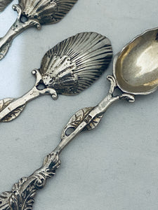 Set of six English Sterling Rococo Teaspoons, circa 1760s