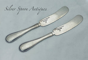 Pair of American Sterling Butter/Patè Knives, Bigelow, Kennard & Co, 1920s