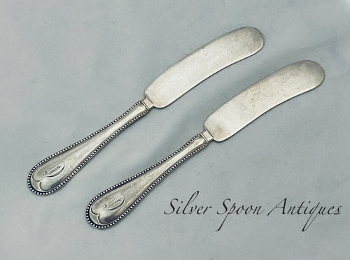 Pair of American Sterling Butter/Patè Knives, Bigelow, Kennard & Co, 1920s