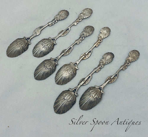 Set of six English Sterling Rococo Teaspoons, circa 1760s