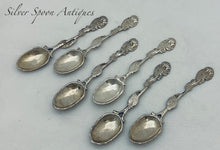 Load image into Gallery viewer, Set of six English Sterling Rococo Teaspoons, circa 1760s