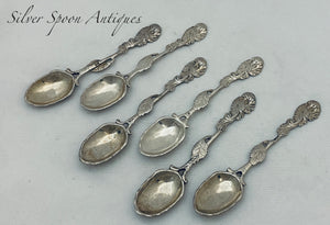 Set of six English Sterling Rococo Teaspoons, circa 1760s