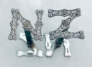 New Zealand Greenstone and Sterling Knife Rests, F Grady, Wellington, 1890-1900