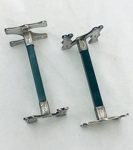 New Zealand Greenstone and Sterling Knife Rests, F Grady, Wellington, 1890-1900