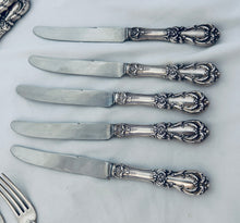 Load image into Gallery viewer, American Sterling Fork and Knife setting for 10, 'Burgundy' pattern, Reed &amp; Barton