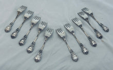 Load image into Gallery viewer, Set of 10 American sterling salad forks, 'Burgundy' pattern, Reed and Barton