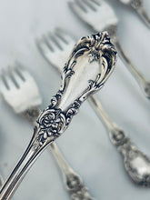 Load image into Gallery viewer, Set of 10 American sterling salad forks, 'Burgundy' pattern, Reed and Barton