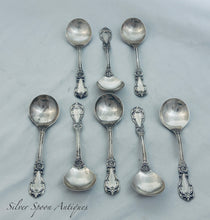 Load image into Gallery viewer, Set of 8 American sterling soup spoons, 'Burgundy' pattern, Reed and Barton