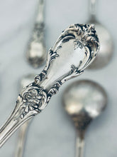 Load image into Gallery viewer, Set of 8 American sterling soup spoons, 'Burgundy' pattern, Reed and Barton