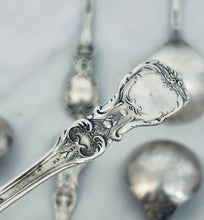 Load image into Gallery viewer, Set of 8 American sterling soup spoons, 'Burgundy' pattern, Reed and Barton