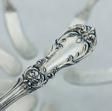 Load image into Gallery viewer, Set of 8 American sterling butter spreaders, 'Burgundy' pattern, Reed and Barton