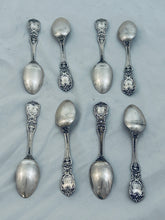 Load image into Gallery viewer, Set of 8 American sterling teaspoons, 'Burgundy' pattern, Reed and Barton