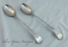 Load image into Gallery viewer, Pair of Old English pattern sterling basting spoons, London, 1805