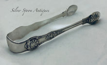Load image into Gallery viewer, Pair of English Sterling Queens Pattern Sugar Tongs, Henry Holland, London, 1866