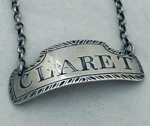 Rare English Provincial 'CLARET' Wine Label, Pinkney & Scott, Newcastle, 1788-1790