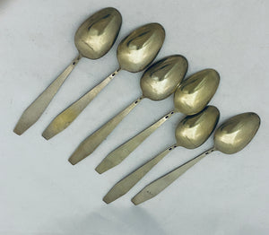 Set of 6 Soviet Era solid silver teaspoons, 1960s