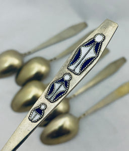 Set of 6 Soviet Era solid silver teaspoons, 1960s