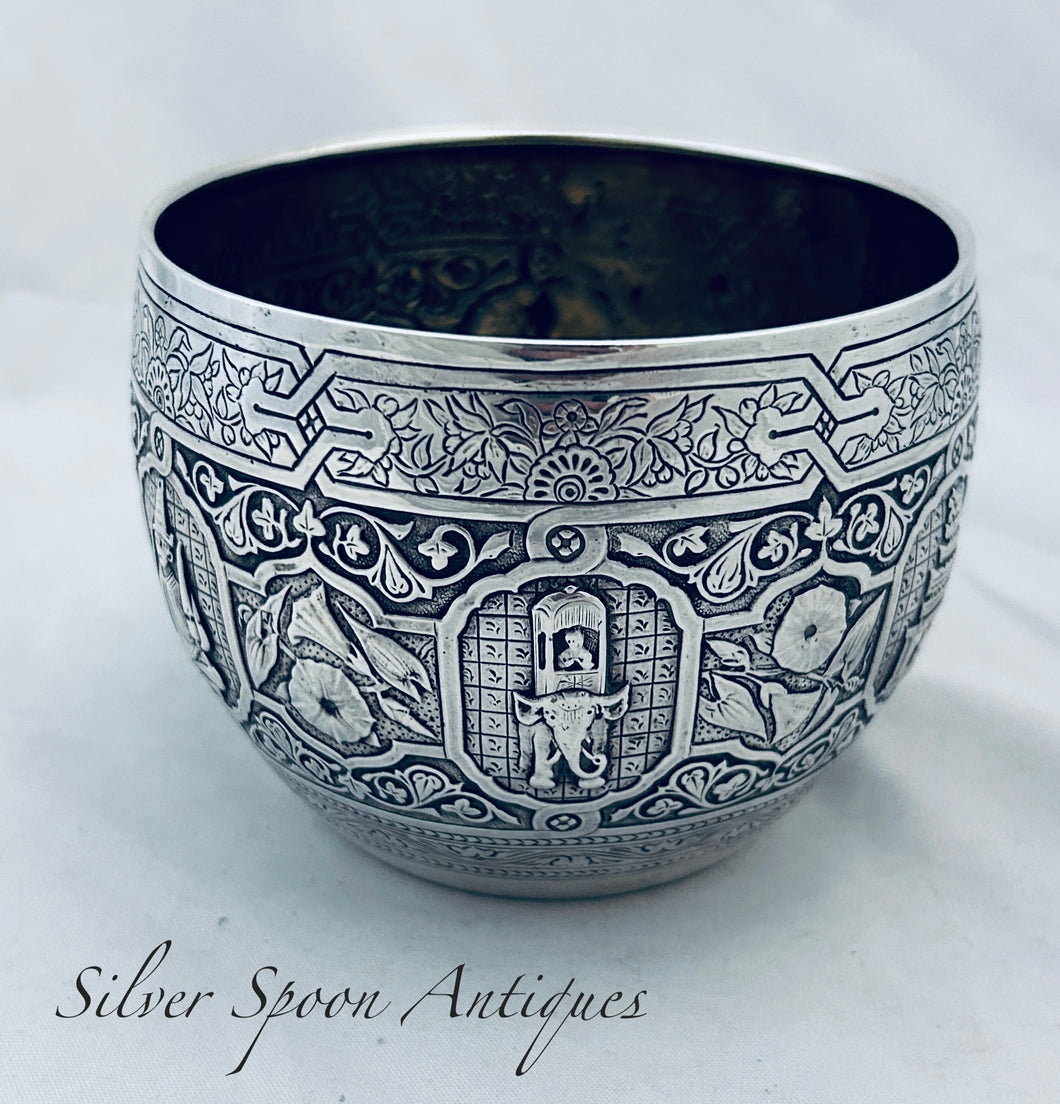 Quality English Sterling Chinoiserie Bowl, Hunt & Roskell, London, 1877