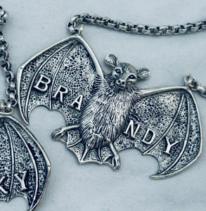Rare pair of Colonial Bat Wine Labels, HH, Hong Kong, 1880s
