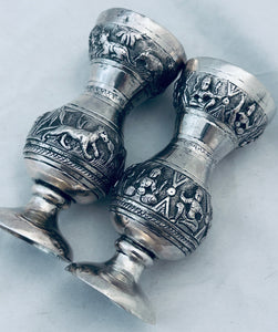 Pair of Indian silver bud vases, c.1920