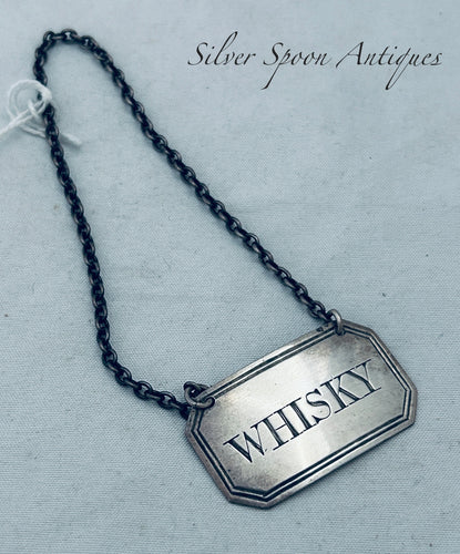 Georgian English Sterling 'WHISKY' label, Joseph Willmore, Birmingham, 1807