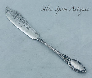 Beautifully Decorated English Sterling Butter Knife, Levesley Brothers, Sheffield, 1908