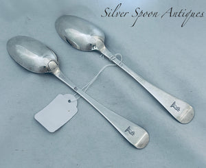 Pair of Channel Islands Hanoverian Tablespoons, LC, Jersey, c.1760